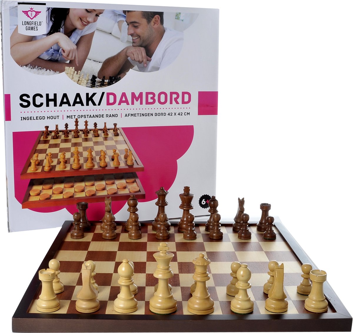 Ongewijzigd draad lening Luxe schaakbord/dambord inclusief schaakstukken en damstenen. -  Sport4clubs.nl sportartikelen